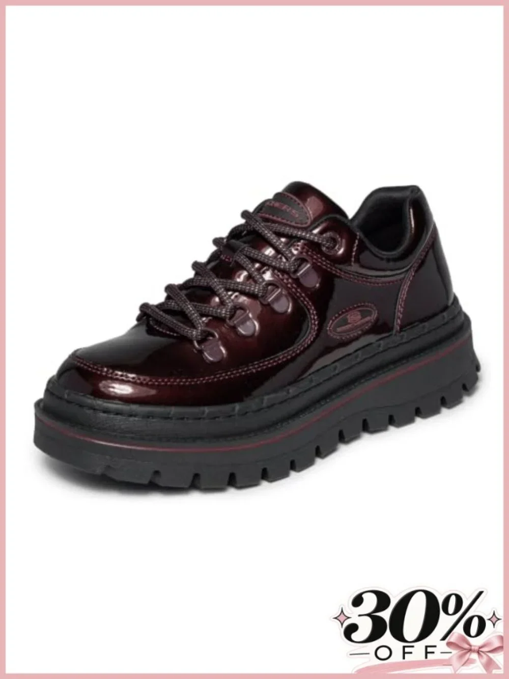 Patent Leather Platform Sneaker Boot Lace-Up Ankle Bootie